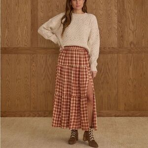 Rylee & Cru Heidi Midi Skirt in Red Plaid